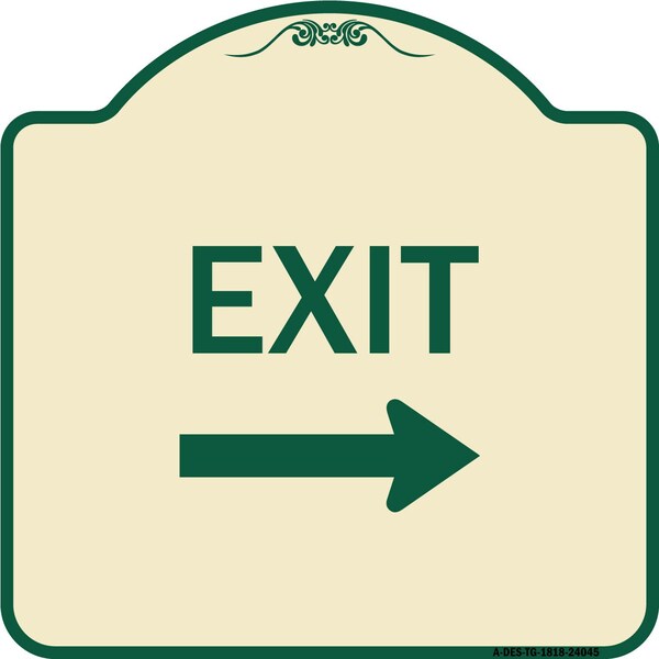 Signmission Exit With Right Arrow 3 Heavy-Gauge Aluminum Architectural Sign, 18" H, 18" L, TG-1818-24045 A-DES-TG-1818-24045 - main